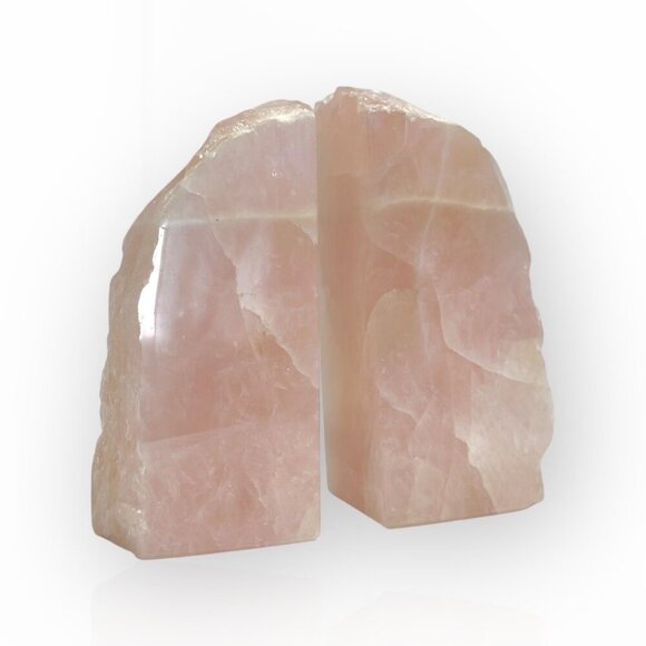 Rose Quartz Bookends Natural Stone Characteristics Pink Crystal Home Decor (AR) - Picture 1 of 16